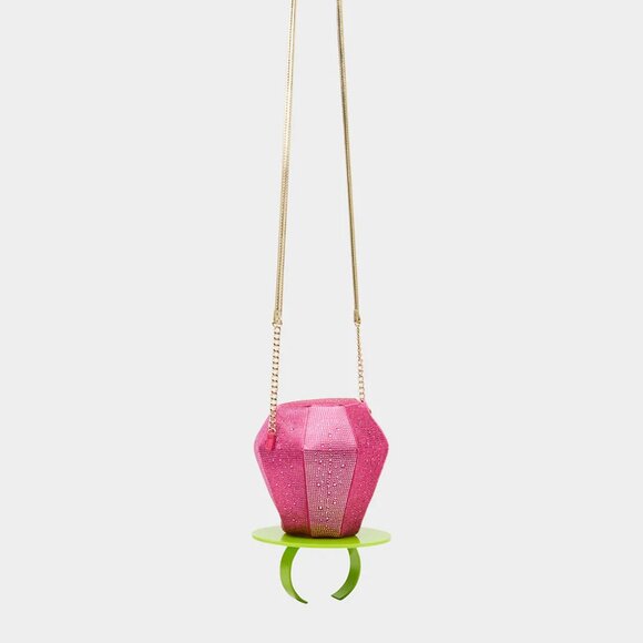 Betsey Johnson Kitsch Ring Pop Put A Ring On It Crossbody Pink Rhinestones NWT - Picture 9 of 16